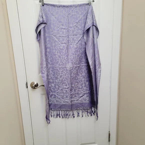 TURKISH long wrap/scarf in Swirl print, 2 tone Pashmina - Picture 2 of 7